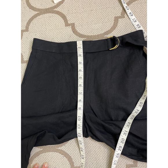 Ann Taylor The Petite Belted Ankle Linen Blend Black Pants, Size 4P - Picture 7 of 15